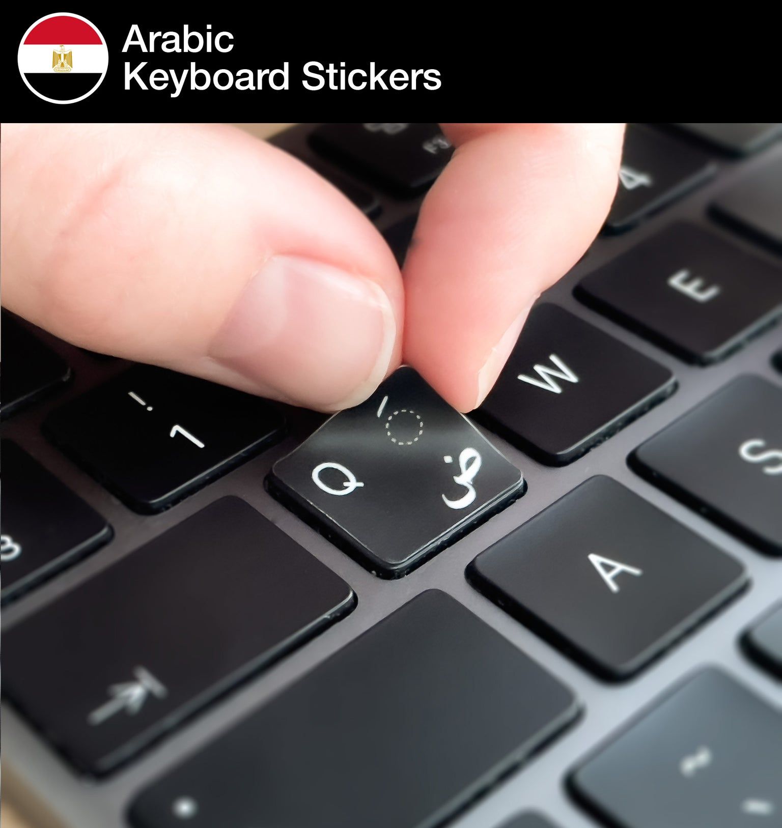 Premium Arabic Keyboard Stickers – Self-Adhesive, Waterproof, Durable Key Labels for Laptop, Desktop, PC – Clear Arabic Fonts, Easy to Apply, Compatible with All Keyboard Models and Devices