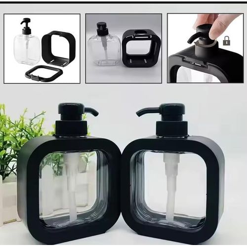 APOTHECARY Reusable Heavy-Duty Plastic Dispenser Bottle – Stylish Pump Bottle for Bathroom & Kitchen Use – Ideal for Shampoo, Lotion, Oil, Shower Gel, Hand Soap, and Dish Soap – 500ml Capacity