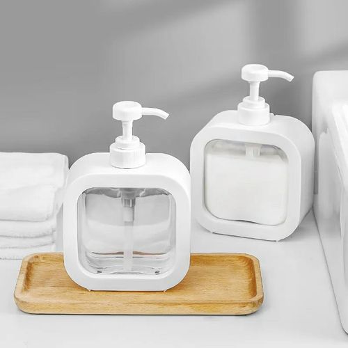 APOTHECARY Reusable Heavy-Duty Plastic Dispenser Bottle – Stylish Pump Bottle for Bathroom & Kitchen Use – Ideal for Shampoo, Lotion, Oil, Shower Gel, Hand Soap, and Dish Soap – 500ml Capacity