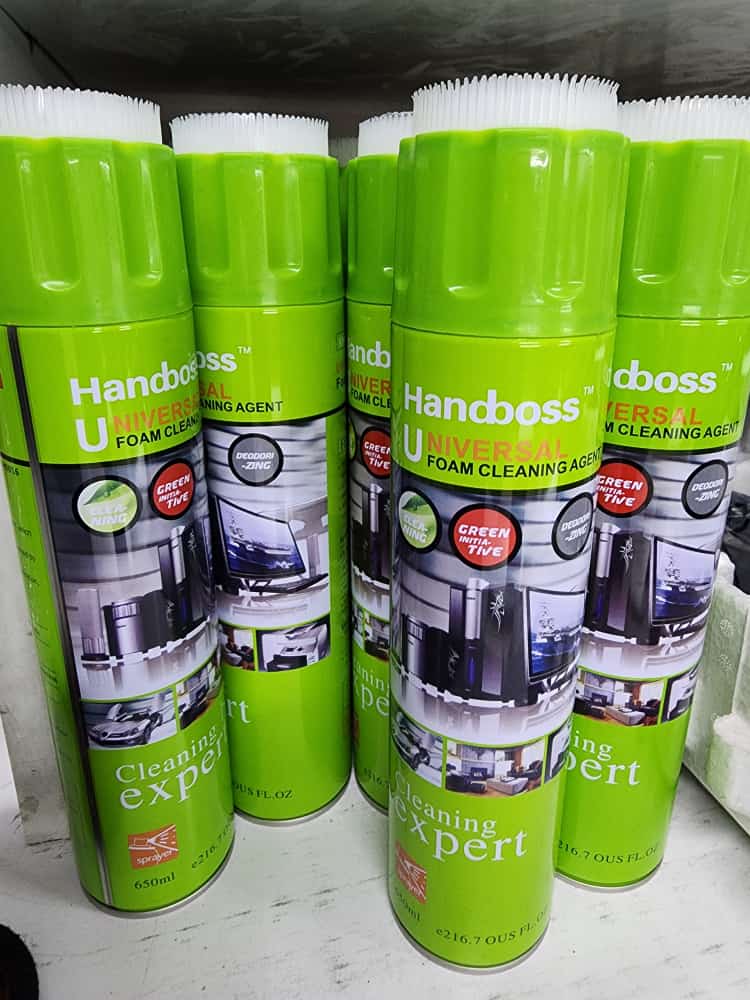 QUALITY HANDBOSS FOAM CLEANERThe Handboss Universal Foam Cleaning Agent contains a natural surface active agent with fast penetration and cleaning property for powerful dirt removing performance.