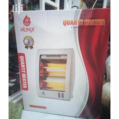 Quartz Portable Electric Room Heater NH02 – Compact White Space Heater with Dual Quartz Heating Elements – Energy-Efficient, Lightweight & Ideal for Home, Office, Bedroom or Small Room Heating Needs