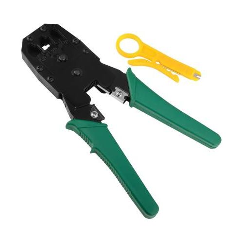 RJ45 RJ11 RJ12 LAN Network Crimping Tool with Built-in Cable Wire Stripper – Heavy-Duty, Portable, and Highly Reliable Tool for Ethernet Cable Cutting, Stripping & Crimping – All-in-One Design