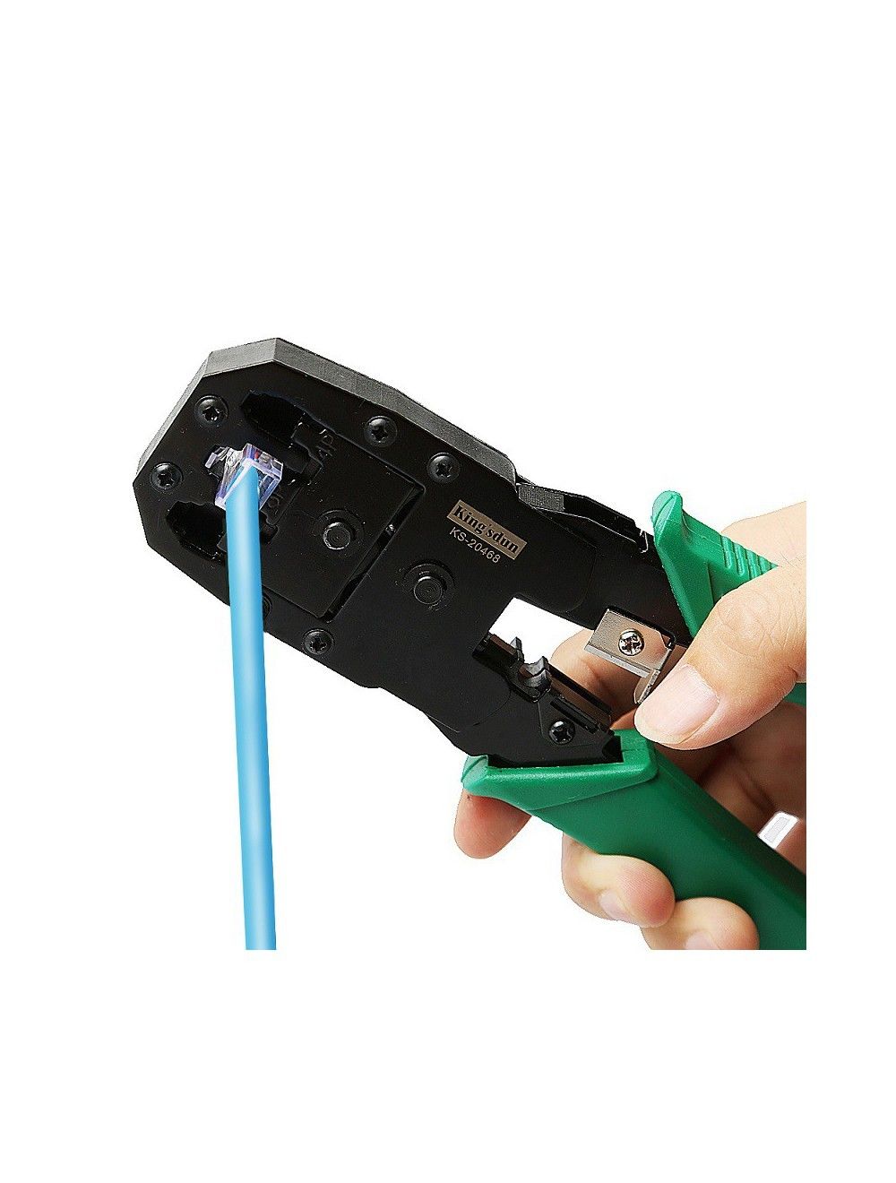 RJ45 RJ11 RJ12 LAN Network Crimping Tool with Built-in Cable Wire Stripper – Heavy-Duty, Portable, and Highly Reliable Tool for Ethernet Cable Cutting, Stripping & Crimping – All-in-One Design