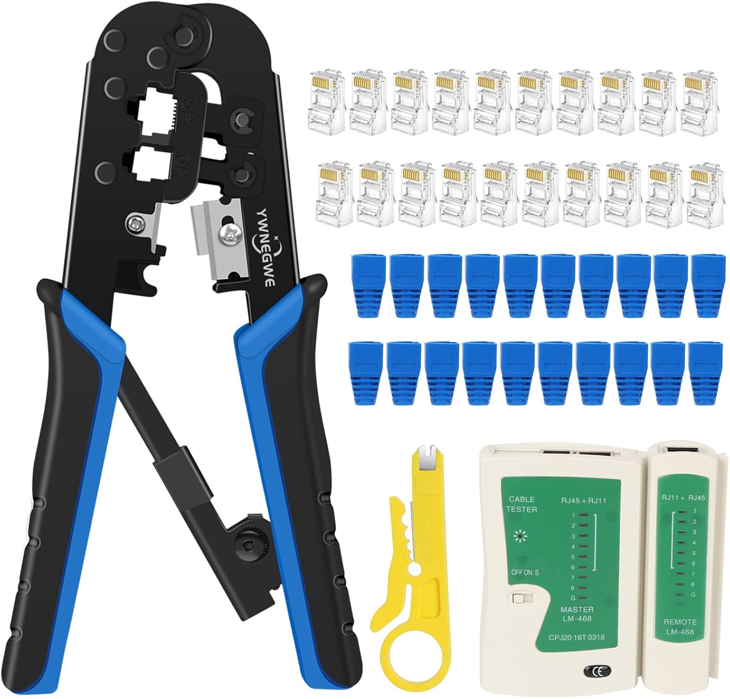 RJ45 RJ11 RJ12 LAN Network Crimping Tool with Built-in Cable Wire Stripper – Heavy-Duty, Portable, and Highly Reliable Tool for Ethernet Cable Cutting, Stripping & Crimping – All-in-One Design