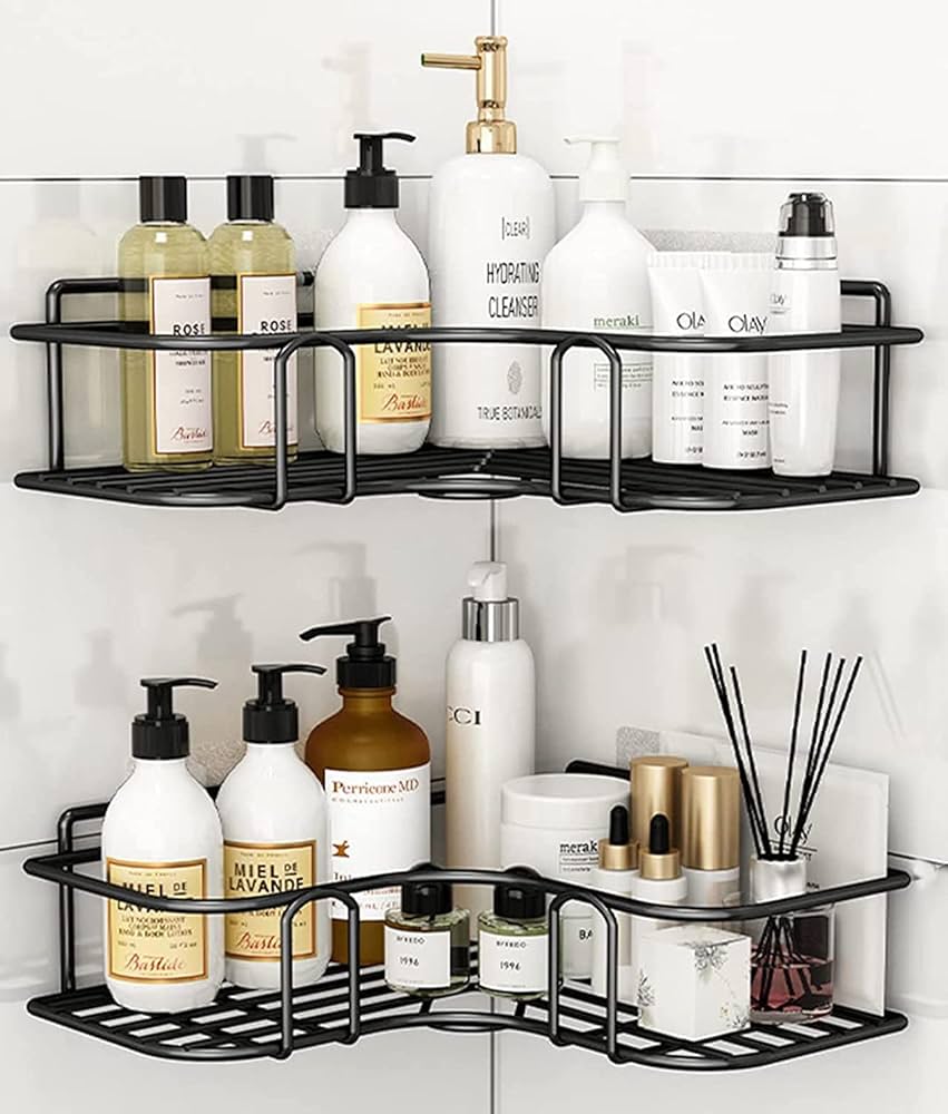 1Pc Corner Shower Shelf/Rack – Space-Saving Bathroom, Kitchen, or Toilet Storage Organizer – Durable Wall-Mounted Corner Rack for Home Use – Ideal for Toiletries, Spices & Cleaning Supplies