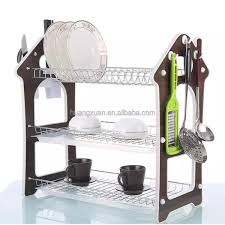 3-Layer Wooden Dish Rack – Multi-Tier Countertop Plate & Bowl Organizer – Space-Saving Kitchen Drying Rack for Dishes, Cups & Utensils – Durable, Eco-Friendly Wood Construction