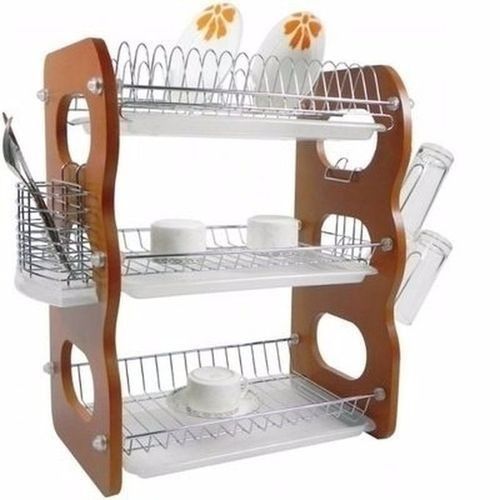 3-Layer Wooden Dish Rack – Multi-Tier Countertop Plate & Bowl Organizer – Space-Saving Kitchen Drying Rack for Dishes, Cups & Utensils – Durable, Eco-Friendly Wood Construction