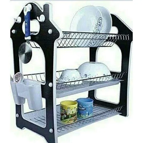 3-Layer Wooden Dish Rack – Multi-Tier Countertop Plate & Bowl Organizer – Space-Saving Kitchen Drying Rack for Dishes, Cups & Utensils – Durable, Eco-Friendly Wood Construction