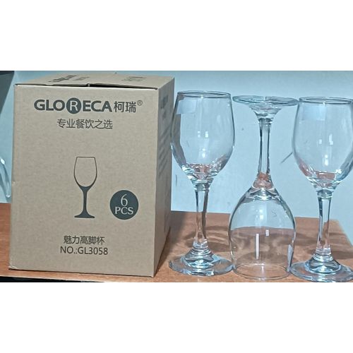 Gloreca 435ml Premium Wine Glasses – Set of 6 Elegant, Crystal-Clear Stemware – Ideal for Red & White Wine – Durable, Stylish Glasses for Home, Bar, or Entertaining Use