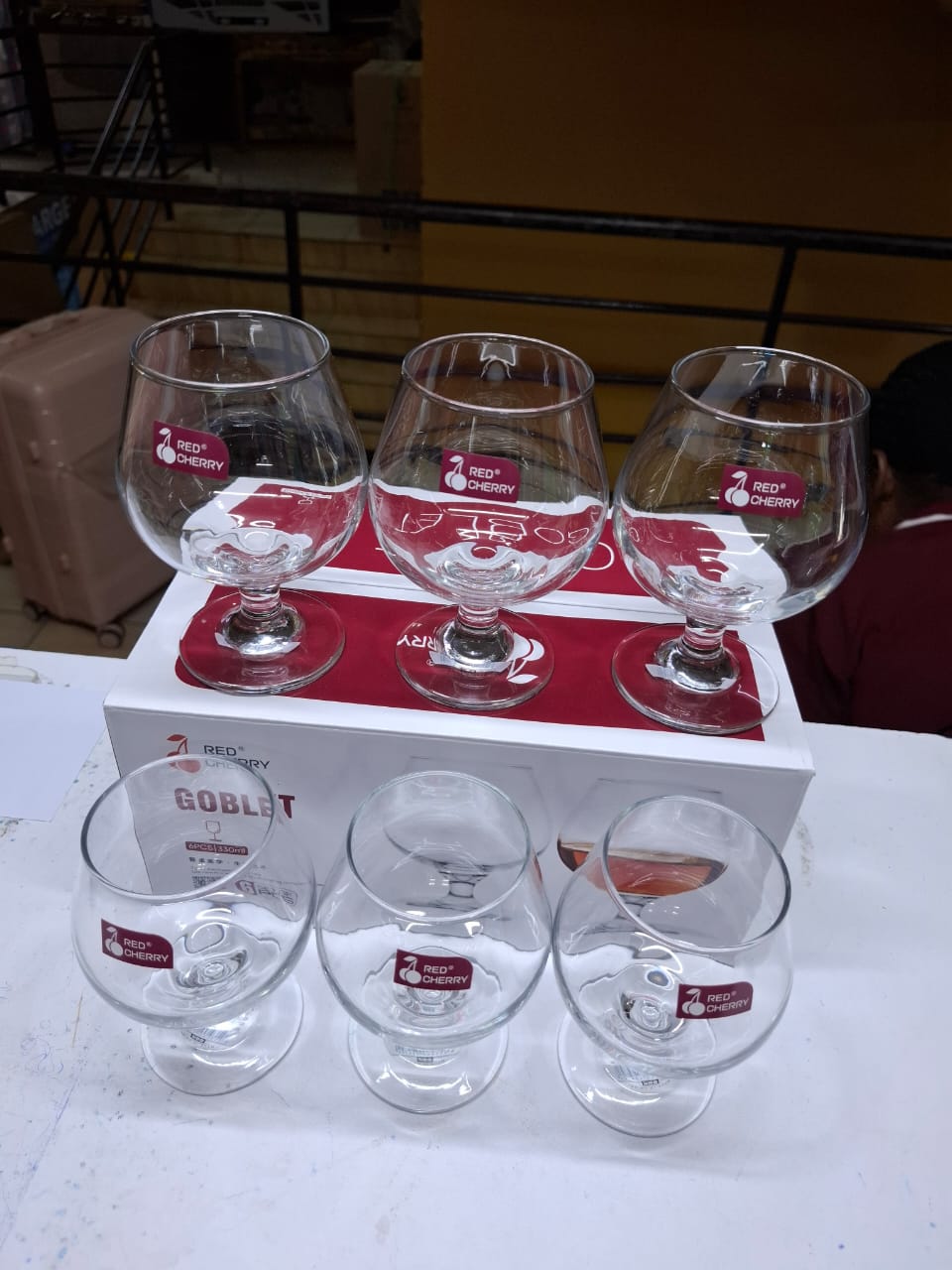 Red Cherry 6-Piece Wine Glass Set – Elegant 310ml Stemmed Glasses for Red & White Wine – Stylish, Durable, Crystal-Clear Glassware for Home, Bar, Parties & Gifting