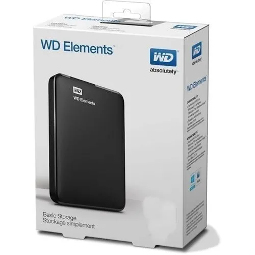 WD (Western Digital) 1TB External Hard Disk Drive – Portable, High-Speed Data Storage Solution with USB Cable Included – Sleek Black Design – Compatible with PC and Mac for Reliable Backup & Transfer