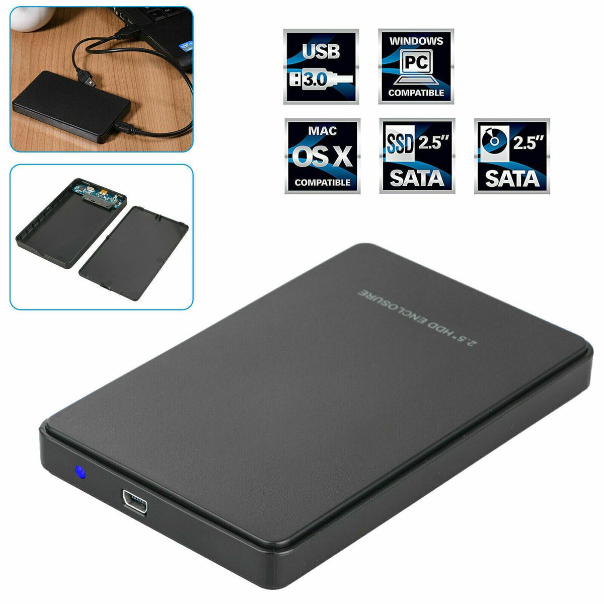 WD (Western Digital) 1TB External Hard Disk Drive – Portable, High-Speed Data Storage Solution with USB Cable Included – Sleek Black Design – Compatible with PC and Mac for Reliable Backup & Transfer