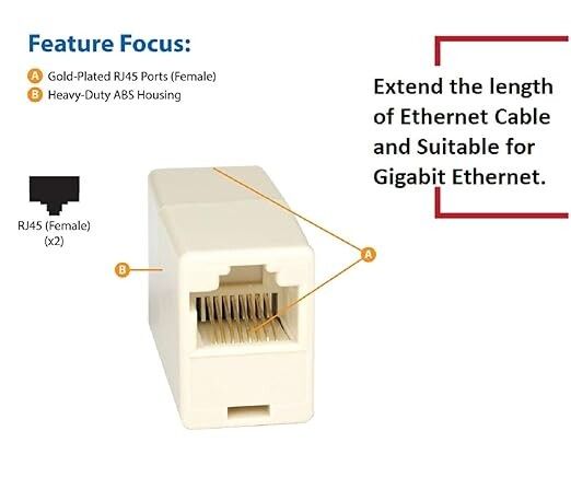 RJ45 Connectors and Coupler Kit – High-Quality CAT6 Ethernet Network Connectors and Coupler – Reliable Data Transmission – Easy Installation for Network Cables – Ideal for LAN and Internet Setup