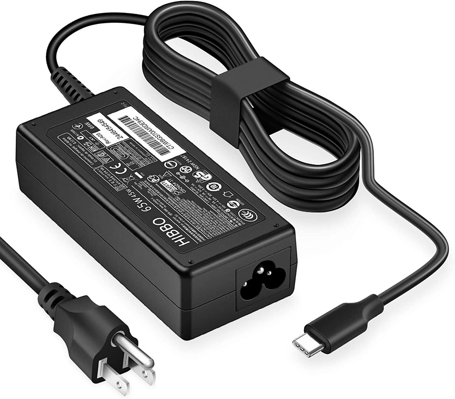 HP 65W USB Type-C AC Adapter Laptop Charger – Fast Charging Power Supply for HP Laptops and Ultrabooks – Compatible with USB-C Devices – Durable, Compact Design with Safety Features