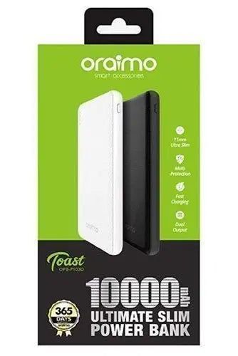 Oraimo 10000mAh SuperSlim Power Bank – 12W Fast Charging, 4 Outputs, Durable 5000-Bend Lifespan Cable – Portable Charger for Smartphones & Tablets – Ultra Slim Design