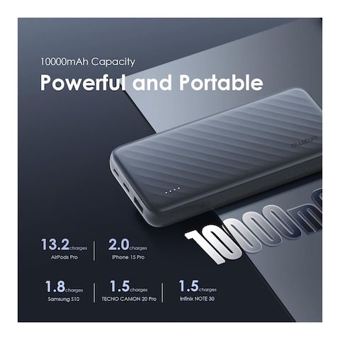 Oraimo 10000mAh SuperSlim Power Bank – 12W Fast Charging, 4 Outputs, Durable 5000-Bend Lifespan Cable – Portable Charger for Smartphones & Tablets – Ultra Slim Design