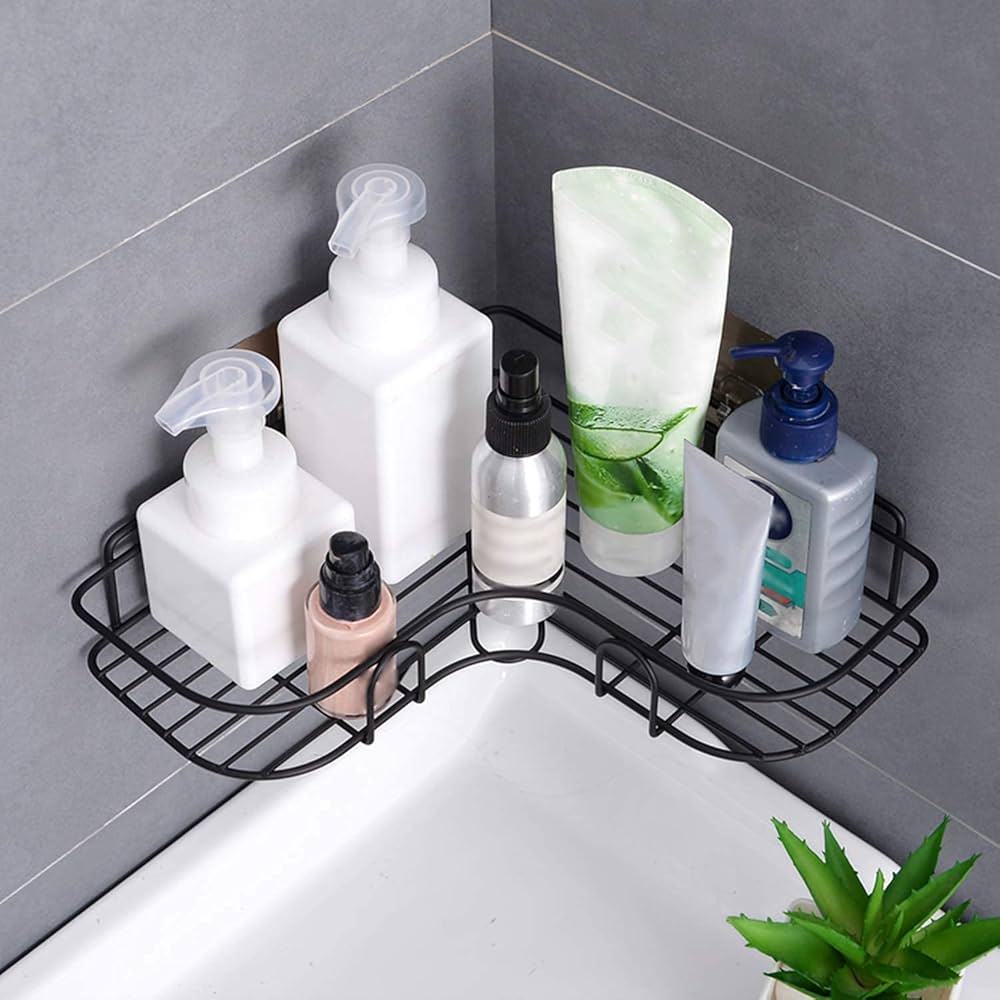 1Pc Corner Shower Shelf/Rack – Space-Saving Bathroom, Kitchen, or Toilet Storage Organizer – Durable Wall-Mounted Corner Rack for Home Use – Ideal for Toiletries, Spices & Cleaning Supplies