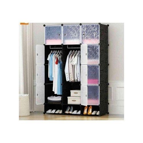 Three-Column Plastic Wardrobe – Modular Closet Organizer with Doors (110x165x37cm) – Durable, Spacious Storage Cabinet for Clothes, Shoes, Bags & Bedroom Organization