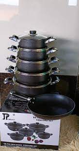 JP (Jamespot) 11-Piece Non-Stick Cookware Set – Premium Cooking Pots with Glass Lids – Durable, Easy-to-Clean Nonstick Surface – Stylish & Practical for Everyday Kitchen Use
