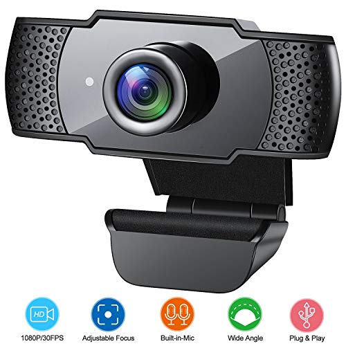 USB Web Camera 1080P HD – Plug & Play Computer Webcam with Built-In Microphone – Crystal Clear Video Calling for PC, Laptop, Desktop, Zoom, Skype, YouTube, and Online Meetings