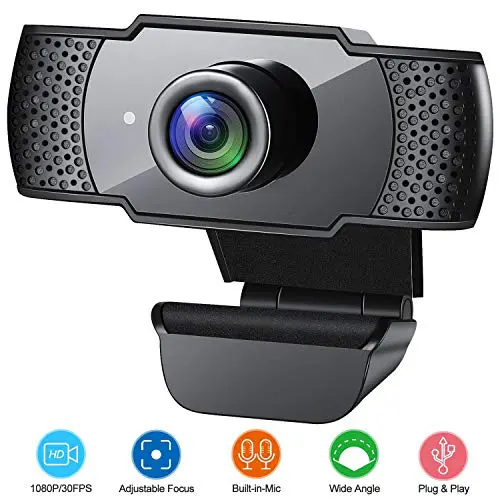 USB Web Camera 1080P HD – Plug & Play Computer Webcam with Built-In Microphone – Crystal Clear Video Calling for PC, Laptop, Desktop, Zoom, Skype, YouTube, and Online Meetings