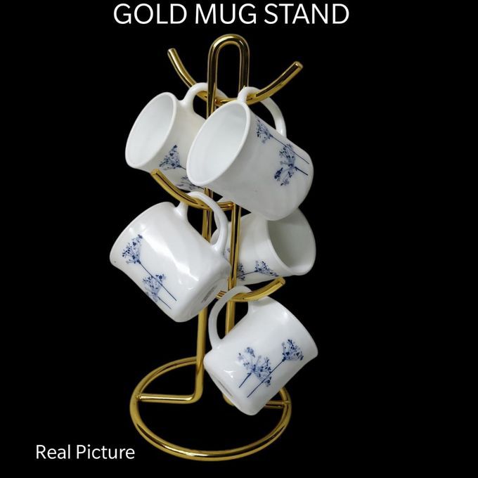 Gold Heavy-Duty Cup Holder Stand – Luxe Metallic Organizer for Mugs, Glasses & Cups – Sturdy Space-Saving Design with Non-Slip Base for Kitchen, Counter, Desk & Coffee Station