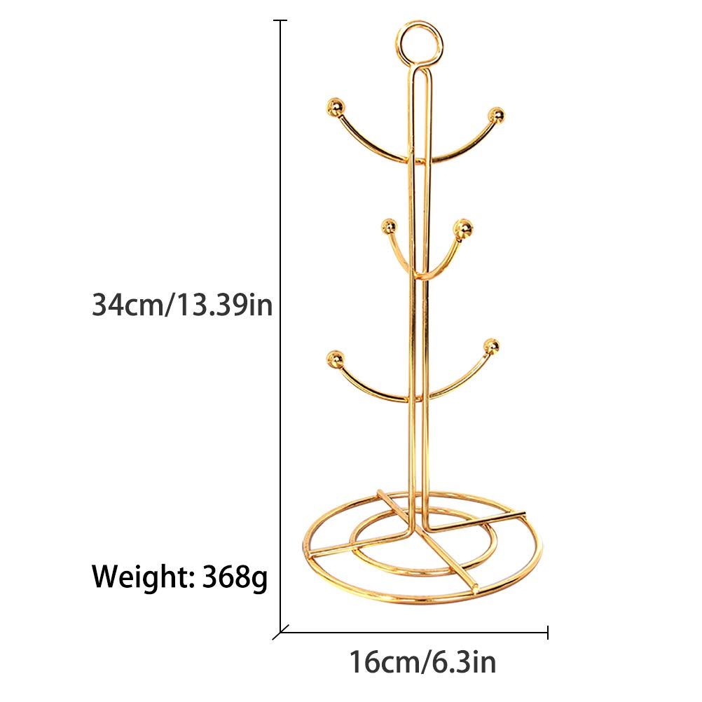 Gold Heavy-Duty Cup Holder Stand – Luxe Metallic Organizer for Mugs, Glasses & Cups – Sturdy Space-Saving Design with Non-Slip Base for Kitchen, Counter, Desk & Coffee Station