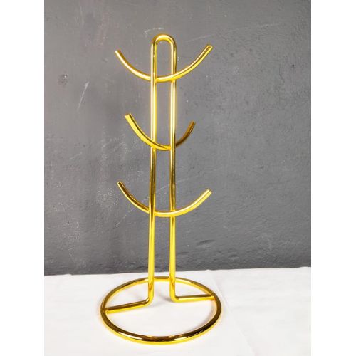 Gold Heavy-Duty Cup Holder Stand – Luxe Metallic Organizer for Mugs, Glasses & Cups – Sturdy Space-Saving Design with Non-Slip Base for Kitchen, Counter, Desk & Coffee Station