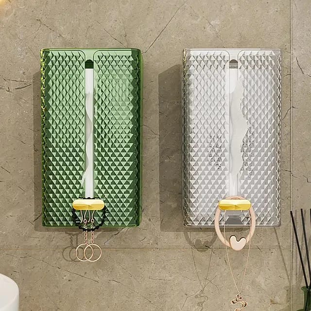 Luxury Diamond Acrylic Tissue Box – Wall-Mounted & Tabletop Transparent Napkin Holder for Bathroom, Office, Living Room – Elegant Paper Tissue Dispenser