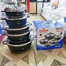 10-Piece TC Non-Stick Cookware Set – Durable Granite Coating Cooking Pots with Lids, Frying Pans & Heat-Resistant Handles – Gas & Electric Stove Compatible