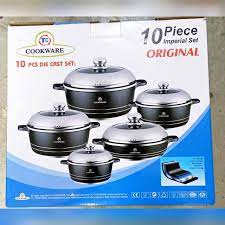 10-Piece TC Non-Stick Cookware Set – Durable Granite Coating Cooking Pots with Lids, Frying Pans & Heat-Resistant Handles – Gas & Electric Stove Compatible