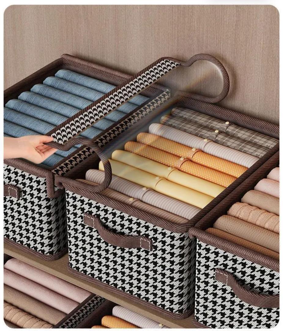 9 Grid Multipurpose Clothes & Underwear Organizer with Lid | Foldable Wardrobe & Drawer Divider for Clothes, Socks, Jeans, and Bras