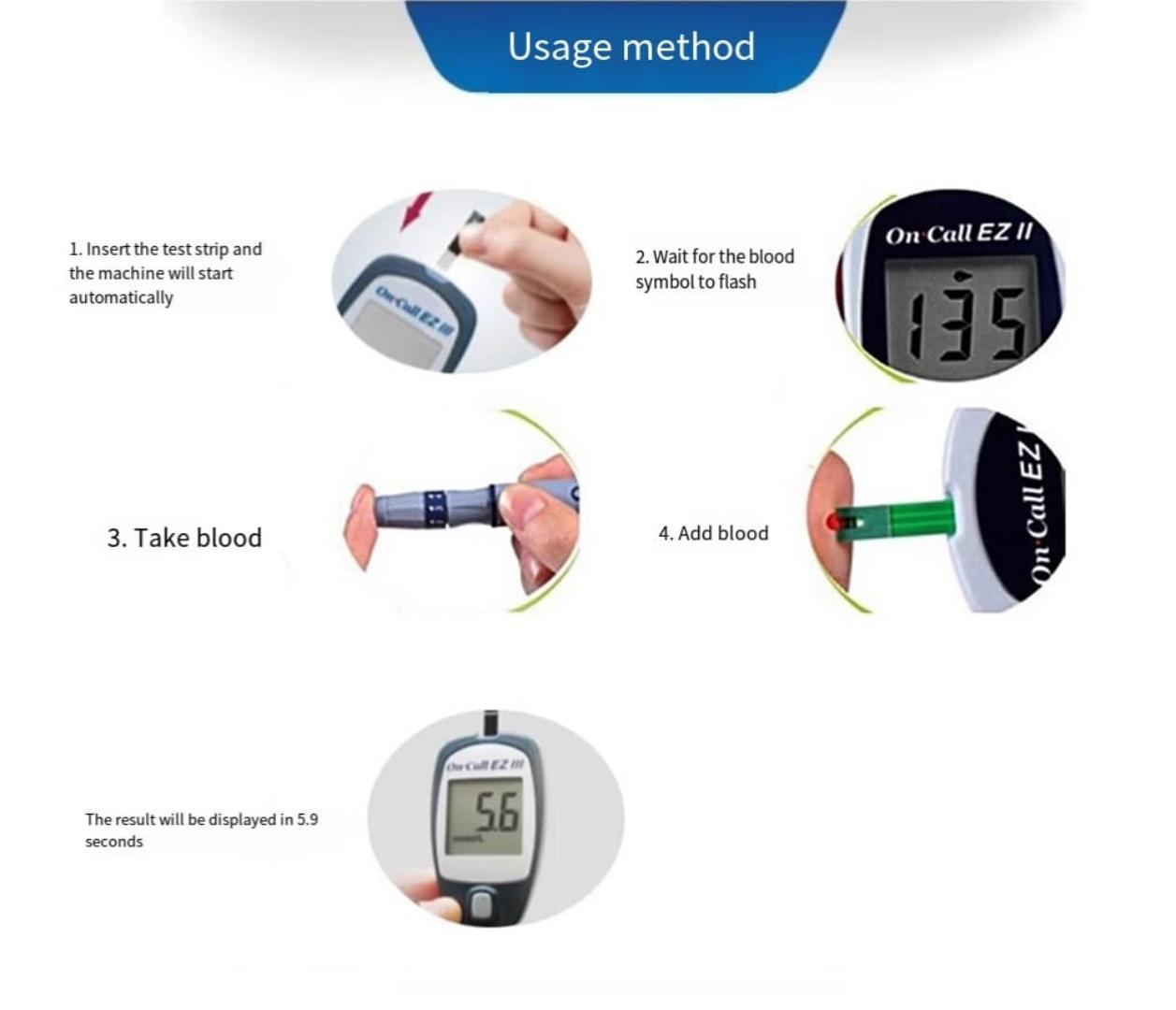 On Call EZ III Blood Glucose Meter | Accurate Handheld Glucometer for Blood Sugar Testing