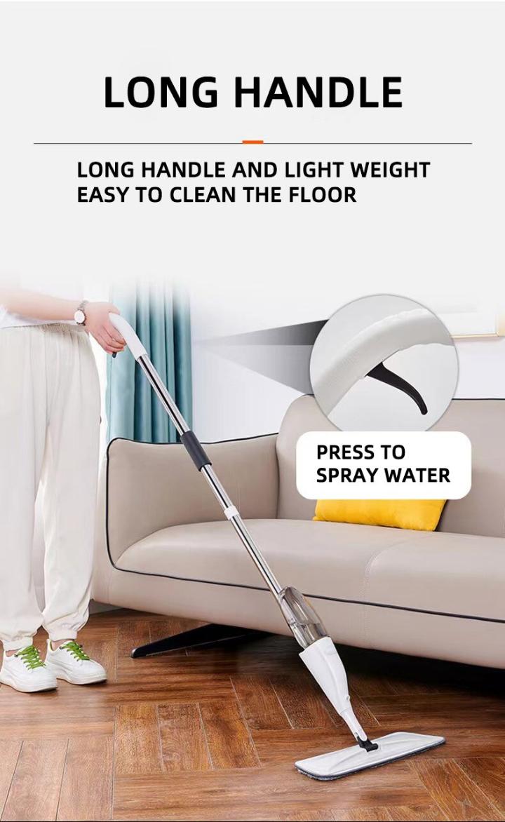 Healthy Spray Mop with Long Handle & Reusable Microfiber Pad | Lightweight Floor Cleaning Tool