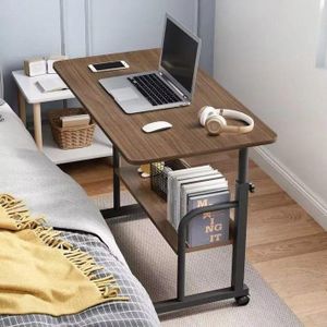 Pre-Assembled Adjustable Laptop Table with Wheels, Height Adjustable Rolling Study and Breakfast Table, 60 × 45 cm