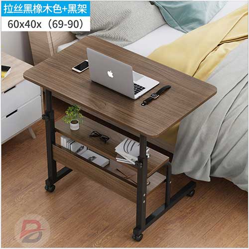 Pre-Assembled Adjustable Laptop Table with Wheels, Height Adjustable Rolling Study and Breakfast Table, 60 × 45 cm