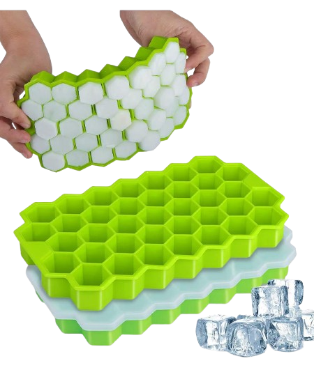 Silicone Honeycomb Ice Cube Maker Tray | Flexible Non-Stick Ice Mold with Lid | Easy-Release Ice Cubes for Juice, Baby Food, Smoothies & Cocktails
