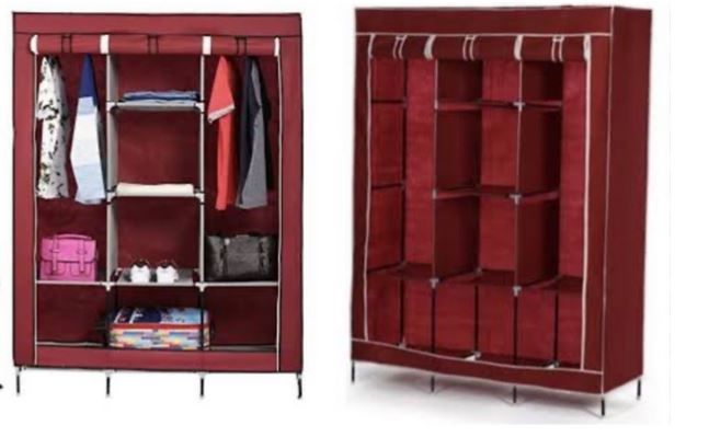 Portable Fabric Wardrobe Closet with Hanging Rod & Storage Shelves | Dustproof, Lightweight & Easy to Assemble | Perfect for Clothes, Shoes & Bedroom Organization