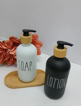 Soap & Lotion Dispenser Set – Refillable Pump Bottles | Leak-Proof Bathroom & Kitchen Dispensers | Stylish Countertop Accessories