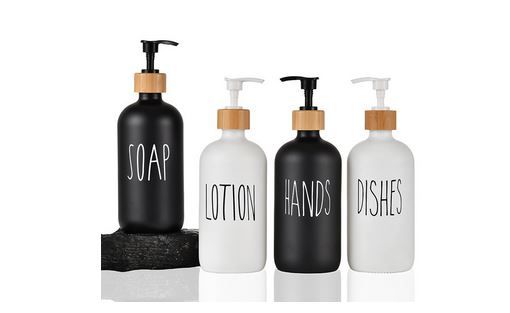 Soap & Lotion Dispenser Set – Refillable Pump Bottles | Leak-Proof Bathroom & Kitchen Dispensers | Stylish Countertop Accessories