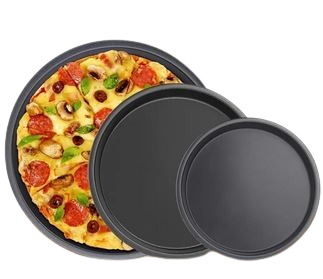 🍕3-Piece Pizza Pan Set 6, 8 & 10 Inches – Carbon Steel Baking Trays, Non-Stick Round Pizza Pans for Oven Baking at Home