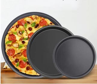 🍕3-Piece Pizza Pan Set 6, 8 & 10 Inches – Carbon Steel Baking Trays, Non-Stick Round Pizza Pans for Oven Baking at Home