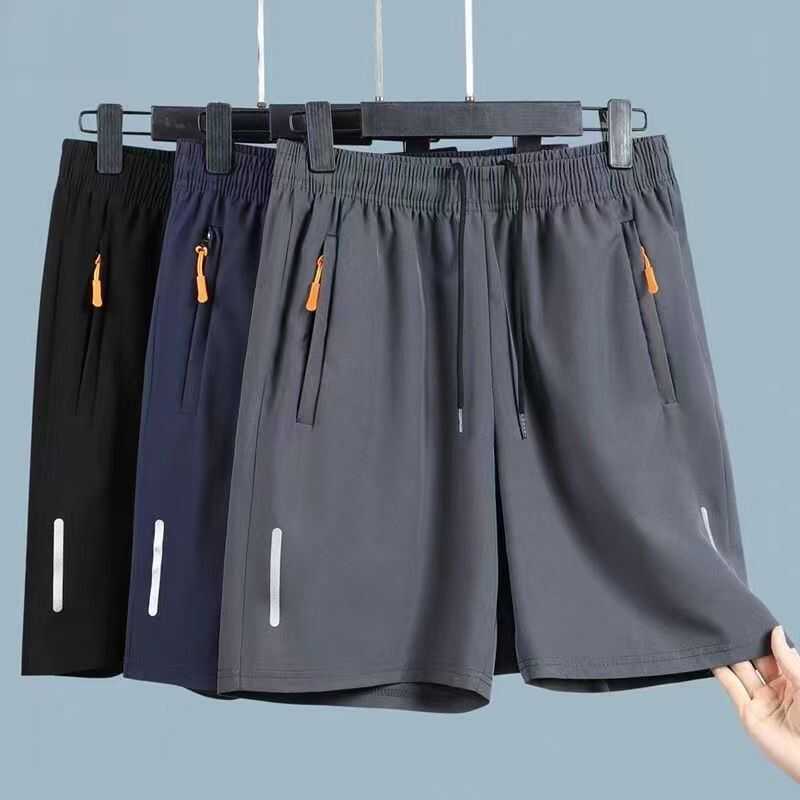 Summer thin ice silk casual five quarter pants men's loose plus size sports shorts quick drying pants