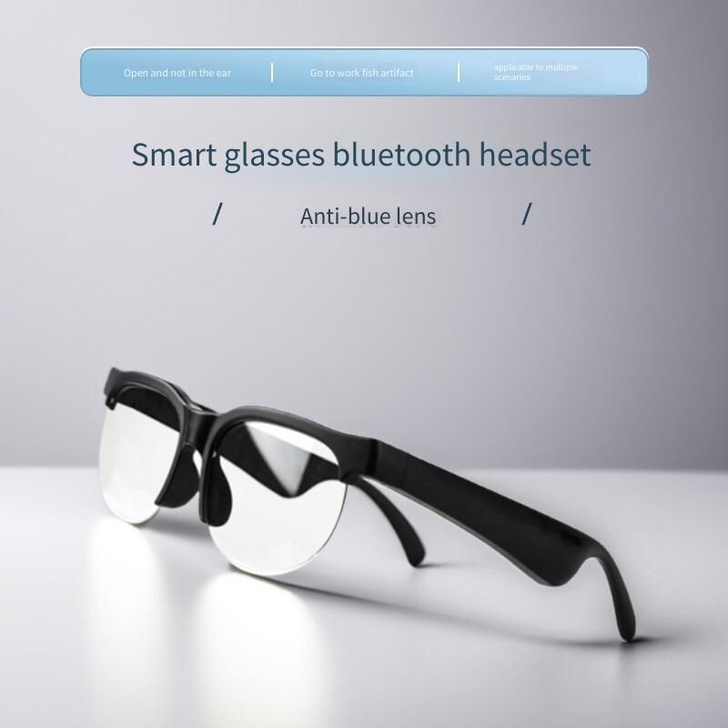 Smart Glasses with Bluetooth Headset, Anti-Blue Light Lens Open-Ear Wireless Audio Glasses, Hands-Free Call Music Glasses for Driving, Office, Sports, Compatible with iOS & Android