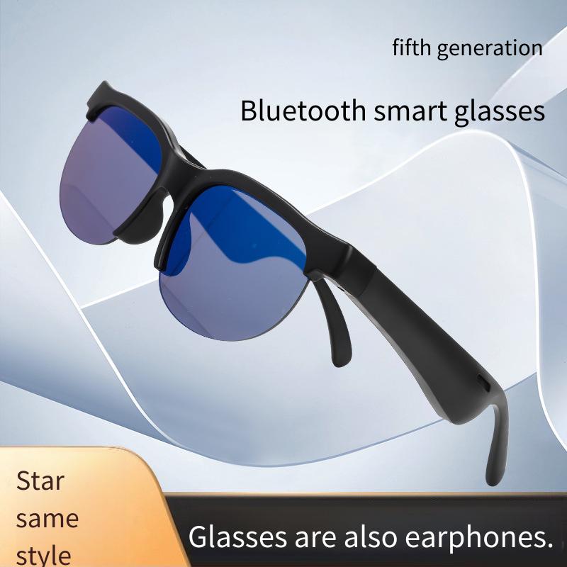Smart Glasses with Bluetooth Headset, Anti-Blue Light Lens Open-Ear Wireless Audio Glasses, Hands-Free Call Music Glasses for Driving, Office, Sports, Compatible with iOS & Android