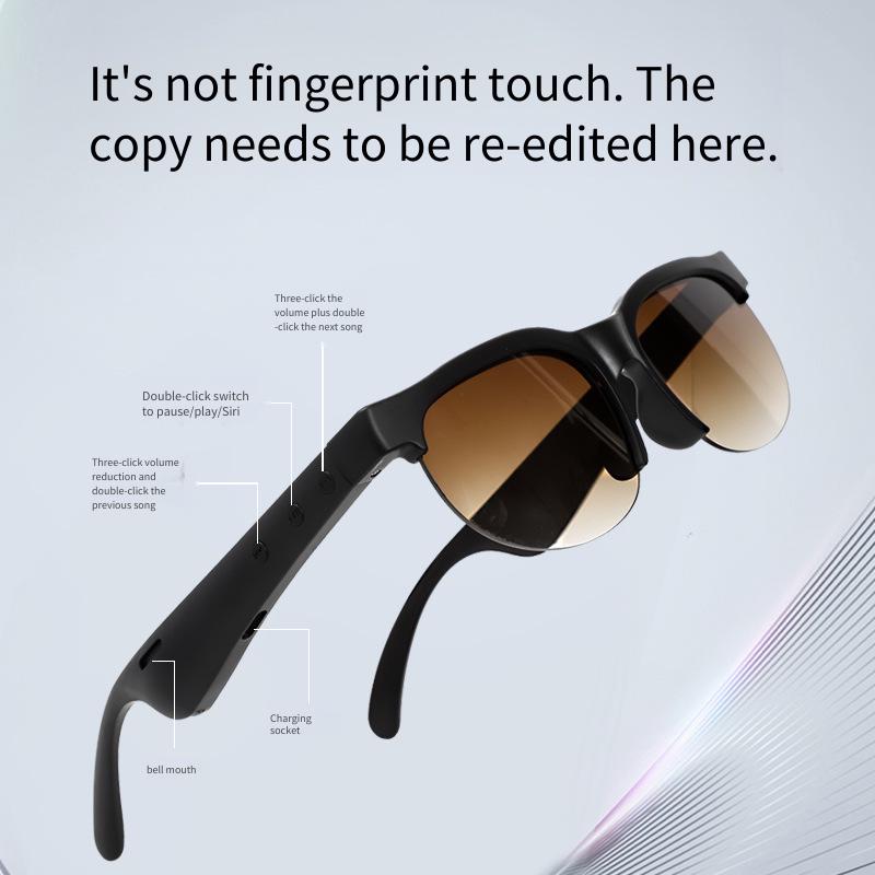 Smart Glasses with Bluetooth Headset, Anti-Blue Light Lens Open-Ear Wireless Audio Glasses, Hands-Free Call Music Glasses for Driving, Office, Sports, Compatible with iOS & Android