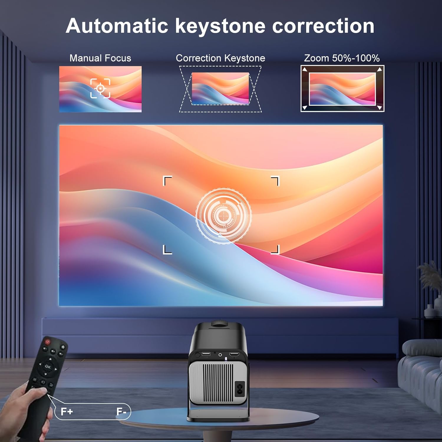 Eroshoo 2025 Upgraded Intelligent Projector 4K, HD1080P HY320 Mini Projector Android 11.0 Support, Portable Mini Projector with WiFi 6 BT5.2, Automatic Keystone Correction, Outdoor Projector Compatibl