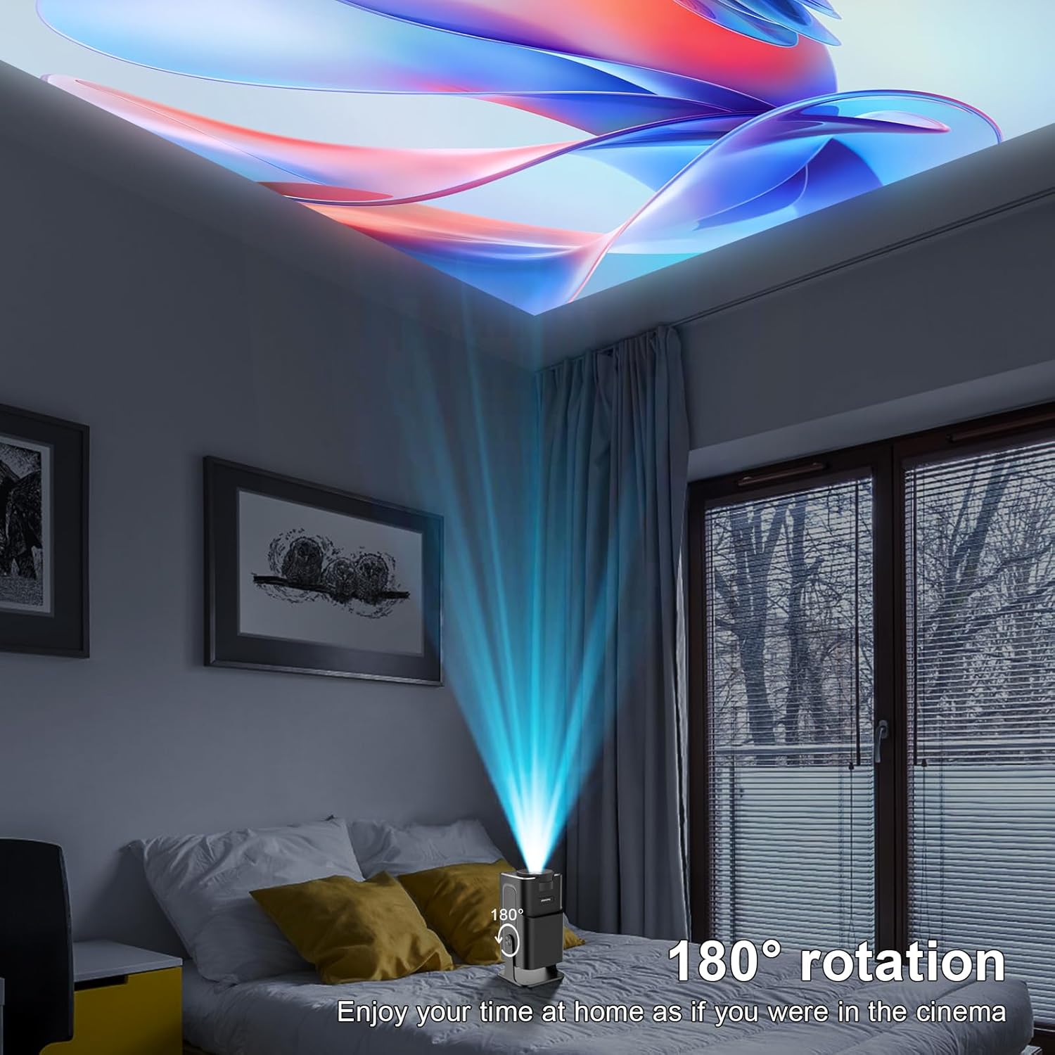 Eroshoo 2025 Upgraded Intelligent Projector 4K, HD1080P HY320 Mini Projector Android 11.0 Support, Portable Mini Projector with WiFi 6 BT5.2, Automatic Keystone Correction, Outdoor Projector Compatibl