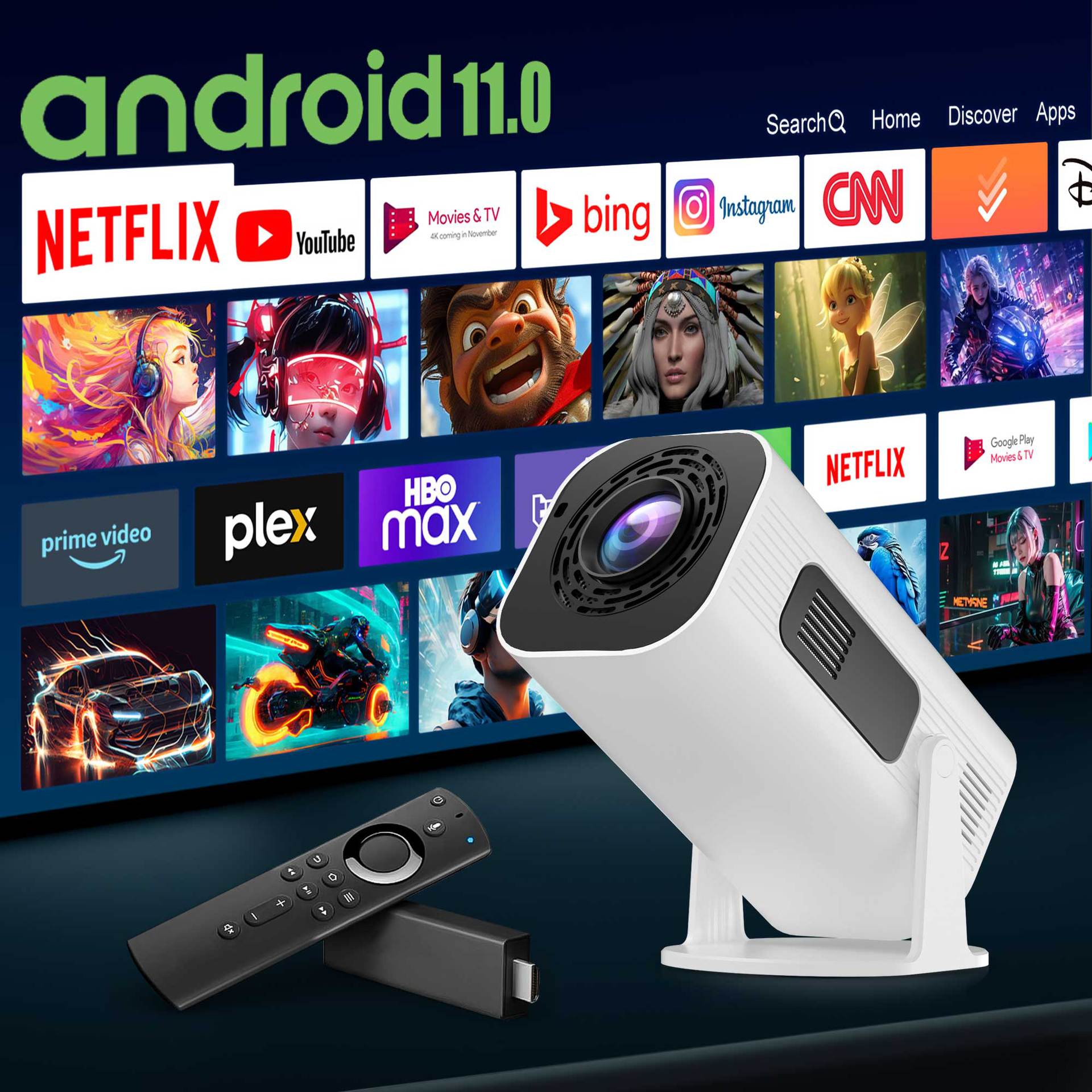 Newly upgraded HP330 giant screen projector Supports 4K short focus Wireless Android Features