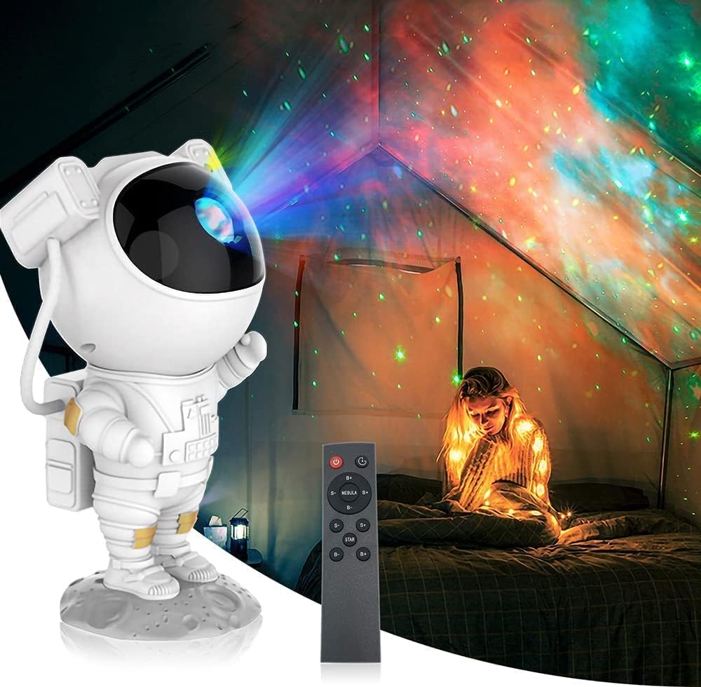 SFOUR Star Projector,Galaxy Night Light,Astronaut Starry Nebula Ceiling LED Lamp with Timer and Remote, Gift for Kids Adults for Bedroom, Birthdays,Christmas, Valentine's Day (White) [Energy Class F]
